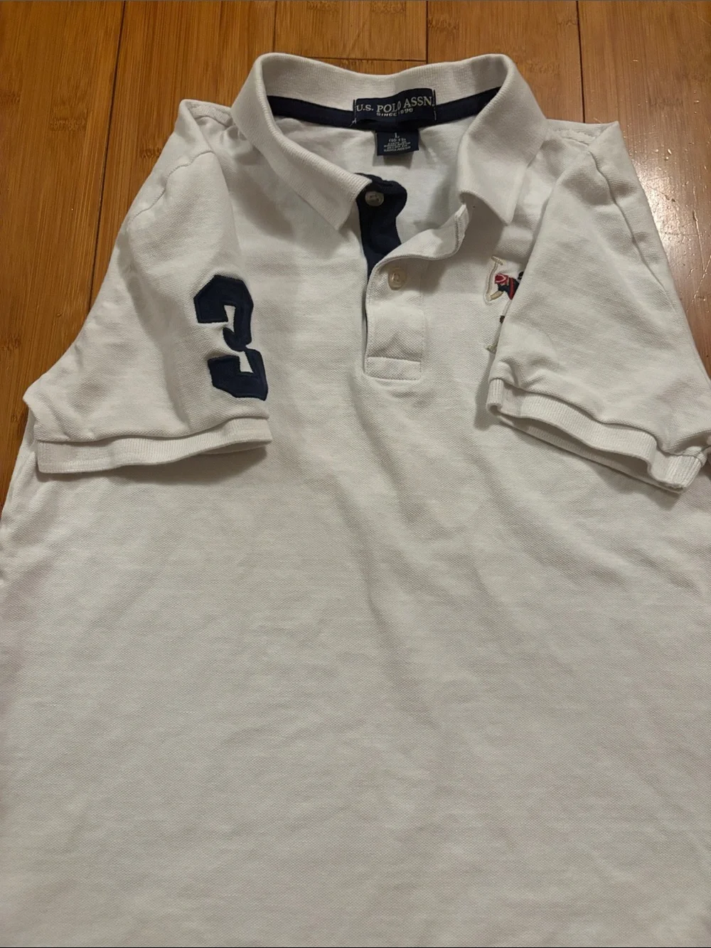 U.S. Polo Assn. White Boys' Polo with Embroidered Player Patch